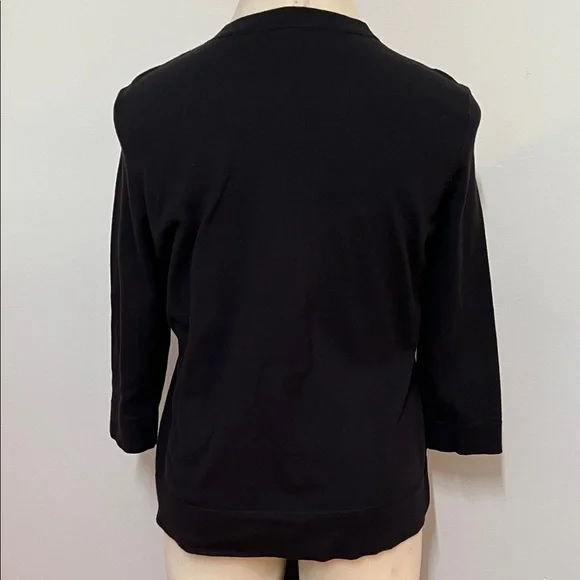 Women’s 3/4 Length Sleeve Eddie Bauer Black Button-Up Sweater Size XL - Picture 3 of 8